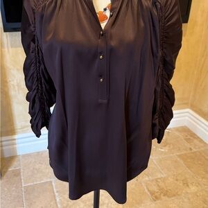 Chic Burgundy DVF Blouse with ruched detail